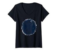 Dog Days Notti stellate Canino Celeste Maglietta con Collo a V, Donna, Nero, XL