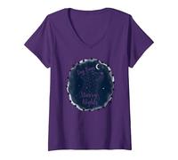 Dog Days Notti stellate Canino Celeste Maglietta con Collo a V, Donna, Viola, XXL