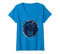 Dog Days Notti stellate Canino Celeste Maglietta con Collo a V, Donna, Zaffiro, XXL