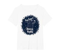 Dog Days Notti stellate Canino Celeste Maglietta, Donna Plus-Size, Bianco, 3X