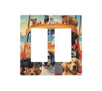 Dog Days of Summer - Placche decorative per interruttore della luce, 2 prese elettriche, copertura in termoplastica per dispositivo decoratore, viti incluse