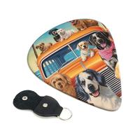 Dog Days of Summer - Plettri per chitarra, 6 pezzi, spessore 0,46 mm, in celluloide, con supporto in pelle, plettro personalizzato per basso, chitarra elettrica, acustica, regalo per amanti