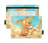 Dog Digging for Bones - Astuccio con 3 anelli e cerniera, impermeabile, confezione da 2