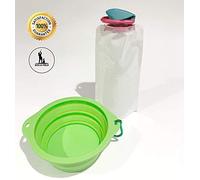 Dog & Field - Set da viaggio con ciotola e borraccia, colore: verde