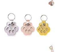 Dog Fur Storage Keychain, Cat Paw Shaped Keychain, Pet Memorial Gift Keyring for Collecting Cat and Dog Hair (Pink Purple Yellow)