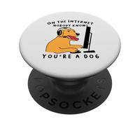 Dog Gamer Su Internet, nessuno sa che sei un cane PopSockets PopGrip Adesivo