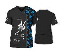 Dog Groomer Salon Pet Store Uniformi da Lavoro T-Shirt Stampate in 3D per Uomo/Donna Unisex Animali Grooming Abbigliamento da Lavoro Girocollo Manica Corta Casual Streetwear Pullover T Shirt