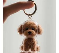 Dog Hair Collector Keychain Charm Memorial Storage Box, Dog Fur Memorial Bottle Keyring, Funny Pet Hair Memorial Keepsake Dog Shape Necklace Key Chain(Teddy)