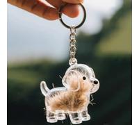 Dog Hair Collector Keychain Charm Memorial Storage Box, Dog Fur Memorial Bottle Keyring, Funny Pet Hair Memorial Keepsake Dog Shape Necklace Key Chain(Puppy B)