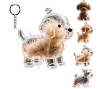 Dog Hair Collector Keychain Charm Memorial Storage Box, Pet Hair Keepsake, Dog Shape Pet Hair Memorial Bottle, Transparent Cute Keychain (C-1)