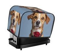 Dog Holding A Rose - Copertura per tostapane a 2 fette, antipolvere, resistente agli schizzi e alle impronte digitali, piccola copertura lavabile per elettrodomestici da cucina, misura universale