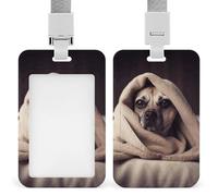 Dog in a Blanket porta badge con cordino, cordino staccabile, custodia protettiva verticale per carte d'identità, porta badge multiuso per ufficio, insegnanti, infermieri