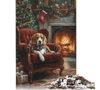 Dog in Christmas Sweater Beagle Waiting for Santa Puzzle Impossibili 1000Pcs Decorazione Per La Casa. Giochi Rilassamento E Intelligence Per Adulti E Ragazzi Da 14 Anni 500pcs (52x38cm)