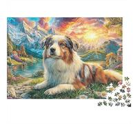 Dog In Landscape Set Puzzle Premium Da 1000 Pezzi, Mountain Aussie, Impossibile, Difficile, Stimolante, Stress, Migliore Regalo, Idea Regalo, Hobby, Tempo Libero 70x50cm/1000pcs