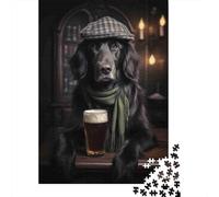 Dog in Pub Hat Scarf Puzzle Giochi 1000 Pezzi Regalo Per Lui E Per Lei Arte Interesting Puzzle Adulti Idea Regalo Per 70x50cm/1000pcs