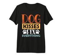 Dog Kisses Fix Everything Vintage Puppy Dog Lovers Maglietta Premium