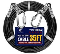 Dog Leads for Yard, 35ft Tie Out Runner Steel Wire Cable, Heavy Duty Pet Tether Chains for Dogs Up to 130 Lbs, Outside, Camping, Park (35ft-Black)