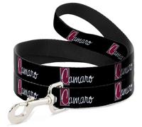 Dog Leash 6-FEET 1972 CAMARO Script Emblem Black/Silver/Reds NARROW 0.5"