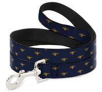 Dog Leash 6-FEET Aladdin Genie Lamp Monogram Navy/Gold NARROW 0.5"