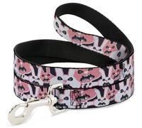 Dog Leash 6-FEET Angry Bunnies Gray/Pinks