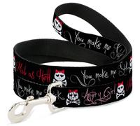 Dog Leash 6-FEET Angry Girl/Mad As Hell/You Make Me Sick WIDE 1.5"