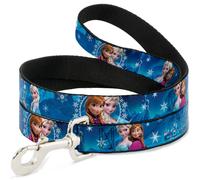 Dog Leash 6-FEET Anna & Elsa Poses/Castle & Mountains Blues NARROW 0.5"