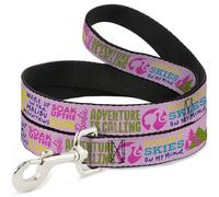 Dog Leash 6-FEET Barbie CAMP MALIBU Quotes and Icons Pink/Multi Color WIDE 1.5"