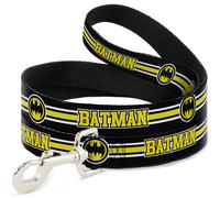 Dog Leash 6-FEET BATMAN/Bat Signal Stripe Black/White/Yellow
