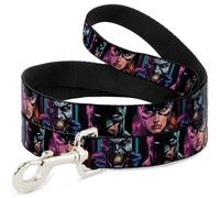 Dog Leash 6-FEET Batman Batgirl and Joker Comic Book Cover Face Close-Ups Black
