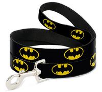 Dog Leash 6-FEET Batman Shield Black/Yellow WIDE 1.5"