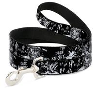 Dog Leash 6-FEET Batman THE DARK KNIGHT and Joker Smiling Sketch Close-Ups Black