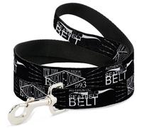 Dog Leash 6-FEET BD AUTHENTIC SEATBELT BELT NY-LA Black/White