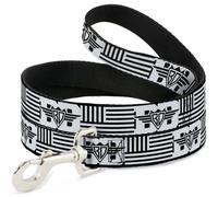 Dog Leash 6-FEET BD Logo/American Stripe Flag White/Black WIDE 1.5"
