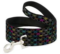 Dog Leash 6-FEET BD Monogram Black/Multi Neon WIDE 1.5"