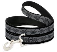Dog Leash 6-FEET BD Monogram2 Gray/Black NARROW 0.5"
