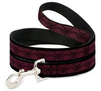 Dog Leash 6-FEET BD Monogram2 Red/Black NARROW 0.5"