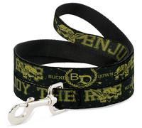 Dog Leash 6-FEET BD Winged Skull ENJOY THE RIDE Olive/Lime Green WIDE 1.5"