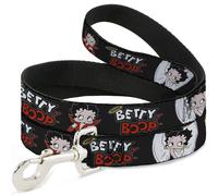Dog Leash 6-FEET BETTY BOOP Angel and Devil Poses with Text Black/White/Red WIDE