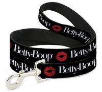 Dog Leash 6-FEET BETTY BOOP Text and Kiss Black/White/Red