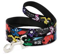 Dog Leash 6-FEET Big Hero 6 Group Action Pose/Name Blocks Black/Gray/Multi Color