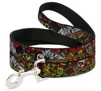 Dog Leash 6-FEET Born to Raise Hell CLOSE-UP Red WIDE 1.5"