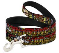Dog Leash 6-FEET Born to Raise Hell Red WIDE 1.5"