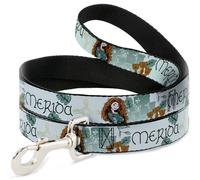 Dog Leash 6-FEET Brave Merida Castle and Three Bear Brothers Pose with Script Gr