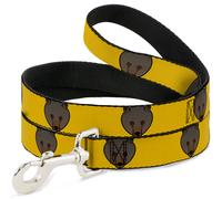 Dog Leash 6-FEET Brown Bear Repeat Yellow WIDE 1.5"