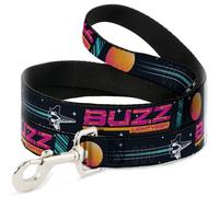 Dog Leash 6-FEET BUZZ LIGHTYEAR Hyper Speed Spaceship Black/Multi Color WIDE 1.5