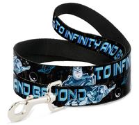 Dog Leash 6-FEET Buzz Poses/Stars TO INFINITY AND BEYOND Black/Blues
