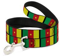 Dog Leash 6-FEET Cameroon Flags NARROW 0.5"