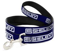 Dog Leash 6-FEET Carroll Shelby CS SHELBY Racing Logo Block Navy/White WIDE 1.5"