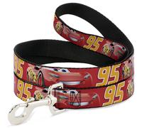 Dog Leash 6-FEET Cars Lightning McQueen Smiling Pose/95 Reds/White/Orange