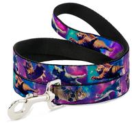 Dog Leash 6-FEET Cats in Space Pinks/Blues WIDE 1.5"